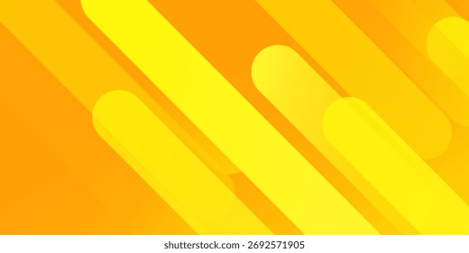 Abstract yellow background with smooth gradient waves and geometric shapes. Modern trendy vector design for banner, poster, website, presentation, brochure, digital template. Bright stylish backdrop.