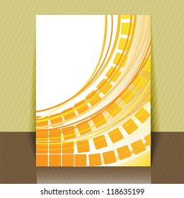 abstract yellow background with squares and arcs