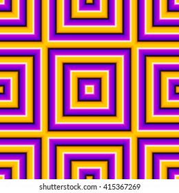 Abstract yellow background with squares (optical illusion of movement). Seamless pattern.