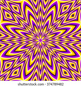 Abstract yellow background with star (motion illusion). Seamless pattern.