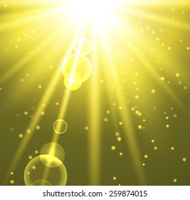 Abstract yellow background with stars and rays