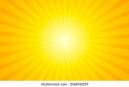 Abstract yellow background vector. Modern pop art banner with sun rays