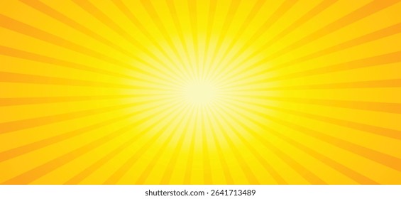Abstract yellow background vector. Modern pop art banner with sun rays
