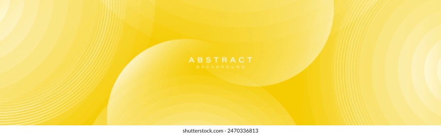 Abstract yellow background with a white geometric circle. Modern minimal trendy lines pattern horizontal. Vector illustration