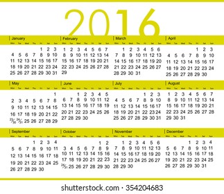 Abstract yellow banner calendar 2016 year. stock vector template with space for photo