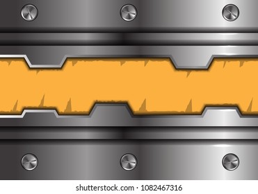 Abstract yellow banner texture polygon on metal design modern futuristic industrial background vector illustration. 