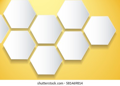 abstract yellow bee hive hexagon and space background