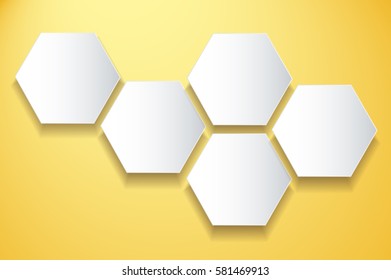 abstract yellow bee hive hexagon and space background
