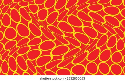 abstract yellow big circle wave pattern on red can be used background.