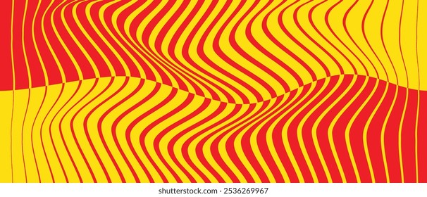abstrato amarelo grande a pequeno amarelo padrão de linha irregular em vermelho pode ser usado fundo, papel de parede, pano de parede.