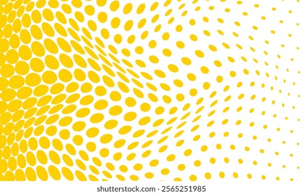 abstract yellow big to small wave dot pattern suitable for background.