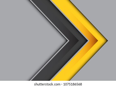 Abstract yellow black arrow on gray design modern futuristic background vector illustration.