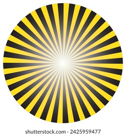 Abstract yellow and black background with sun ray. Summer vector design illustration