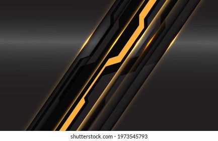 Abstract yellow black circuit cyber line slash on dark grey metallic design modern futuristic technology background vector illustration.