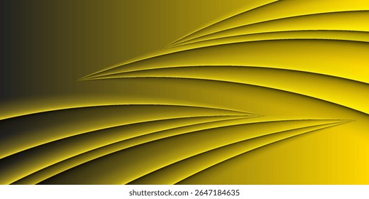 Abstract yellow and black curved lines background. Modern gradient design with dynamic flow, perfect for tech, business, banner, poster, or digital graphic projects.