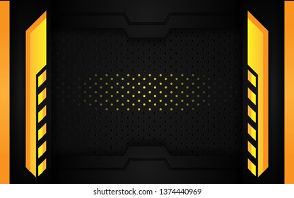 Abstract yellow and black frame layout design tech innovation concept background for wallpaper, brochure, cover, banner, advertising corporate. layer on for text and background design 