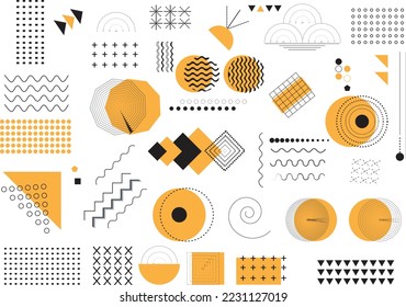 Abstract yellow and black geometric shape of modern elements cover design. Use for poster, artwork, template design