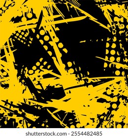 Abstract yellow and black graphic design pattern.