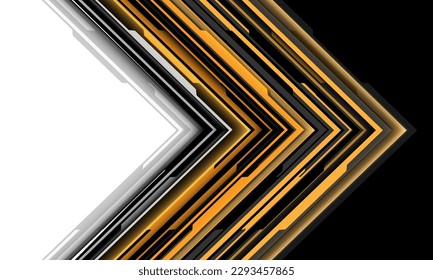 Abstract yellow black grey arrow cyber circuit pattern direction geometric on white futuristic technology design modern creative background vector illustration.