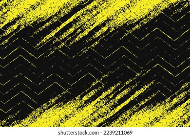 Abstract yellow and black grunge texture background with zigzag style