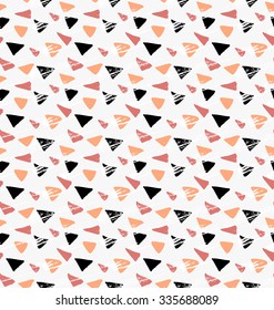 Abstract yellow and black grunge triangles.Hand drawn with paint brush seamless background.Modern hipster style design.