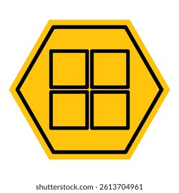 Abstract yellow and black hexagon application navigation grid interface outline flat icon design