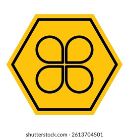 Abstract yellow and black hexagon apps grid outline flat icon design