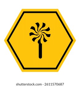 Abstract yellow and black hexagon candy line flat icon design