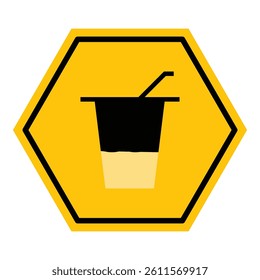 Abstract yellow and black hexagon coffee cup line flat icon design