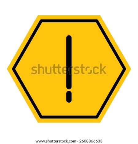 Abstract yellow and black hexagon exclamation mark flat icon design