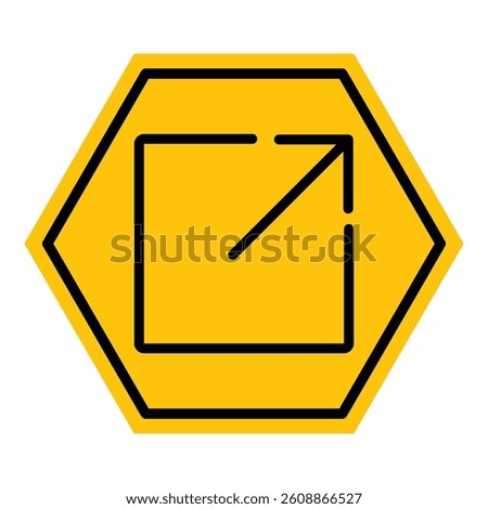 Abstract yellow and black hexagon external link line flat icon design