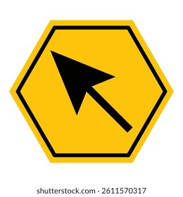 Abstract yellow and black hexagon mouse click line flat icon design