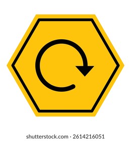 Abstract yellow and black hexagon refresh line flat icon design