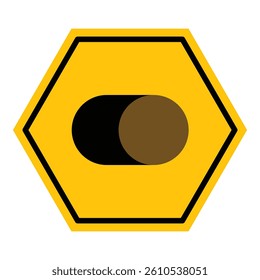 Abstract yellow and black hexagon toggle switcher line flat icon design
