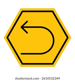 Abstract yellow and black hexagon undo line flat icon design