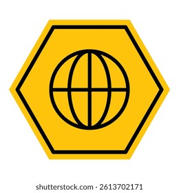 Abstract yellow and black hexagon web browser line flat icon design