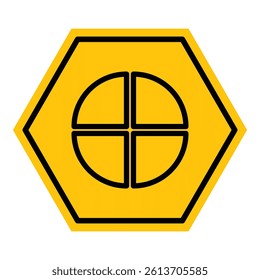 Abstract yellow and black hexagon website menu grid outline flat icon design