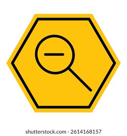 Abstract yellow and black hexagon zoom out line flat icon design