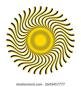 ícone abstrato amarelo e preto hipnótico espiral ondulado ilusão óptica