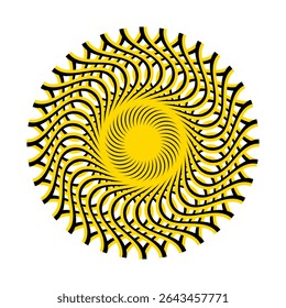 abstract yellow and black intricate woven spiral icon illustration