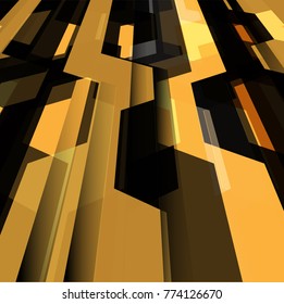 Abstract yellow black polygon technology futuristic perspective background vector illustration.