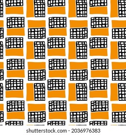 abstract yellow black  rectancles geometric shapes seamless pattern, endless repeatable vector illustration texture background