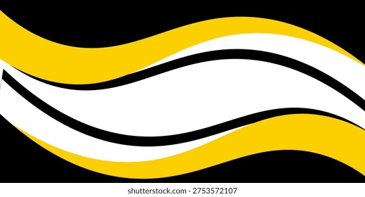 Abstract Yellow Black Wave Background Design with Empty Space for Text Template Vector