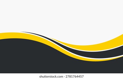 Abstract yellow and black wave background design with clean empty space for text in modern vector style.