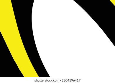 Abstrakter, gelber, schwarz-weißer Hintergrund mit gewellten und kurvenreichen Formen.