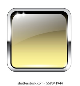Abstract yellow blank rounded square background in a silver frame, with space for your text. Vector illustration.