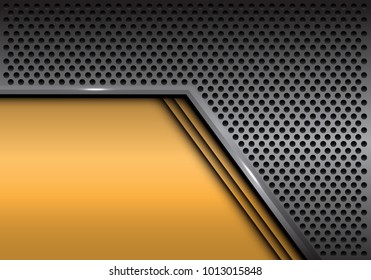 Abstract yellow blank space on metal circle mesh design modern futuristic background vector illustration.
