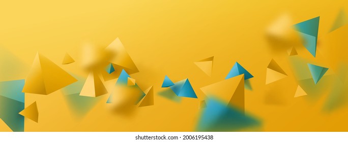 Abstract yellow and blue 3d polygon chaotic background. Colorful summer background. Vector illustration