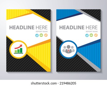 Abstract yellow and blue background. Cover design template layout in A4 size for annual report, brochure, flyer, vector illustration