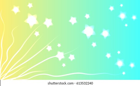 Abstract yellow blue background with glowing stars